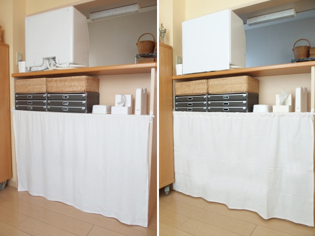 【賃貸・プチ食洗】キッチンカウンター上の食洗機の「転倒防止と目隠し」どうしてる？